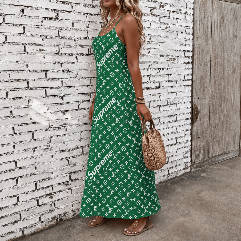 Classic Print V-Neck Pocket Cami Dress 3D1026070904