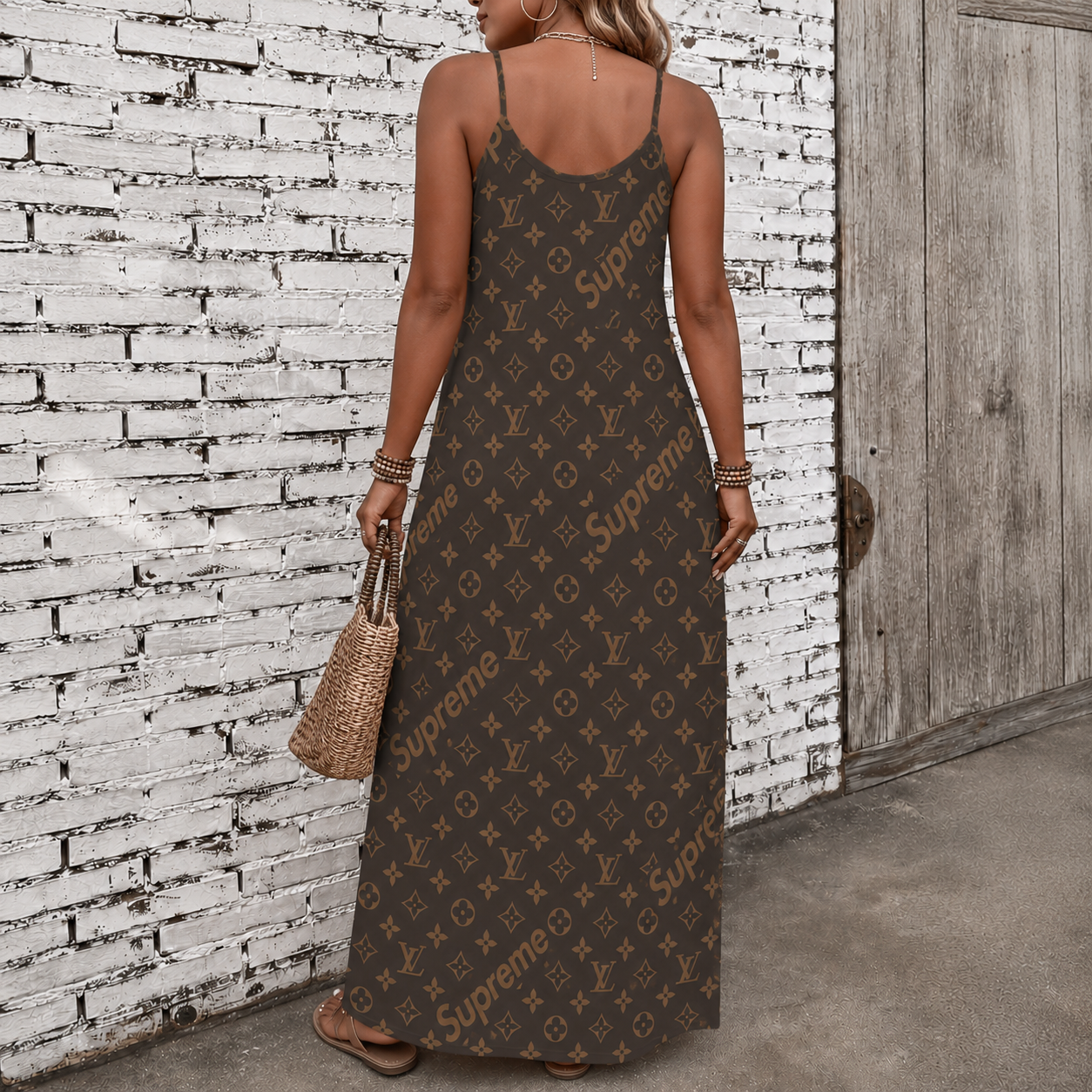 Classic Print V-Neck Pocket Cami Dress 3D1026070905