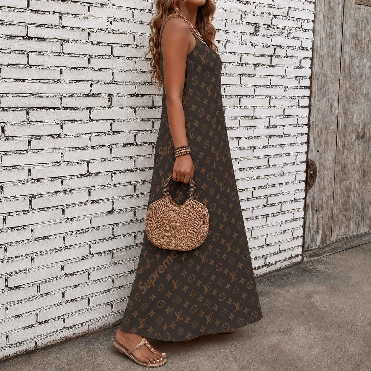 Classic Print V-Neck Pocket Cami Dress 3D1026070905