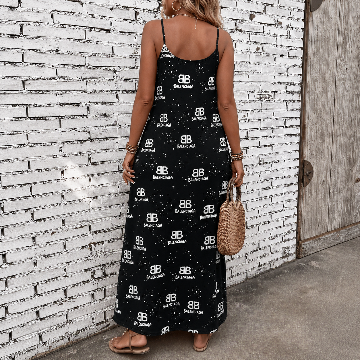 Classic Print V-Neck Pocket Cami Dress 3D1026070907