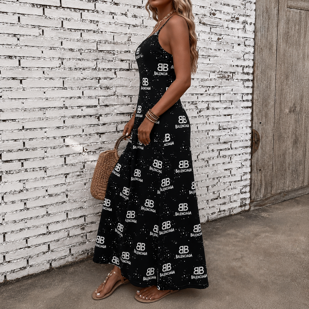 Classic Print V-Neck Pocket Cami Dress 3D1026070907