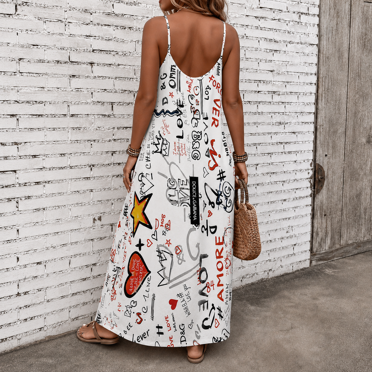 Classic Print V-Neck Pocket Cami Dress 3D1026070908