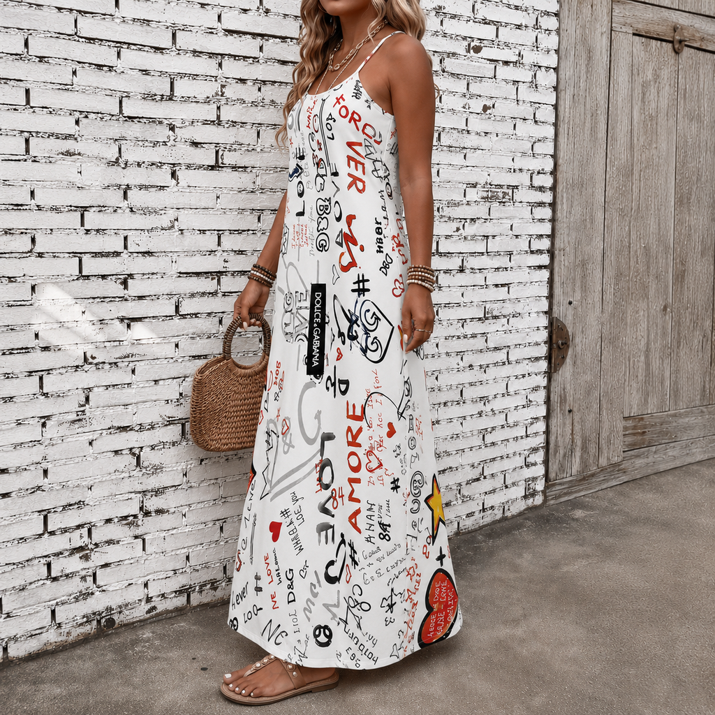Classic Print V-Neck Pocket Cami Dress 3D1026070908