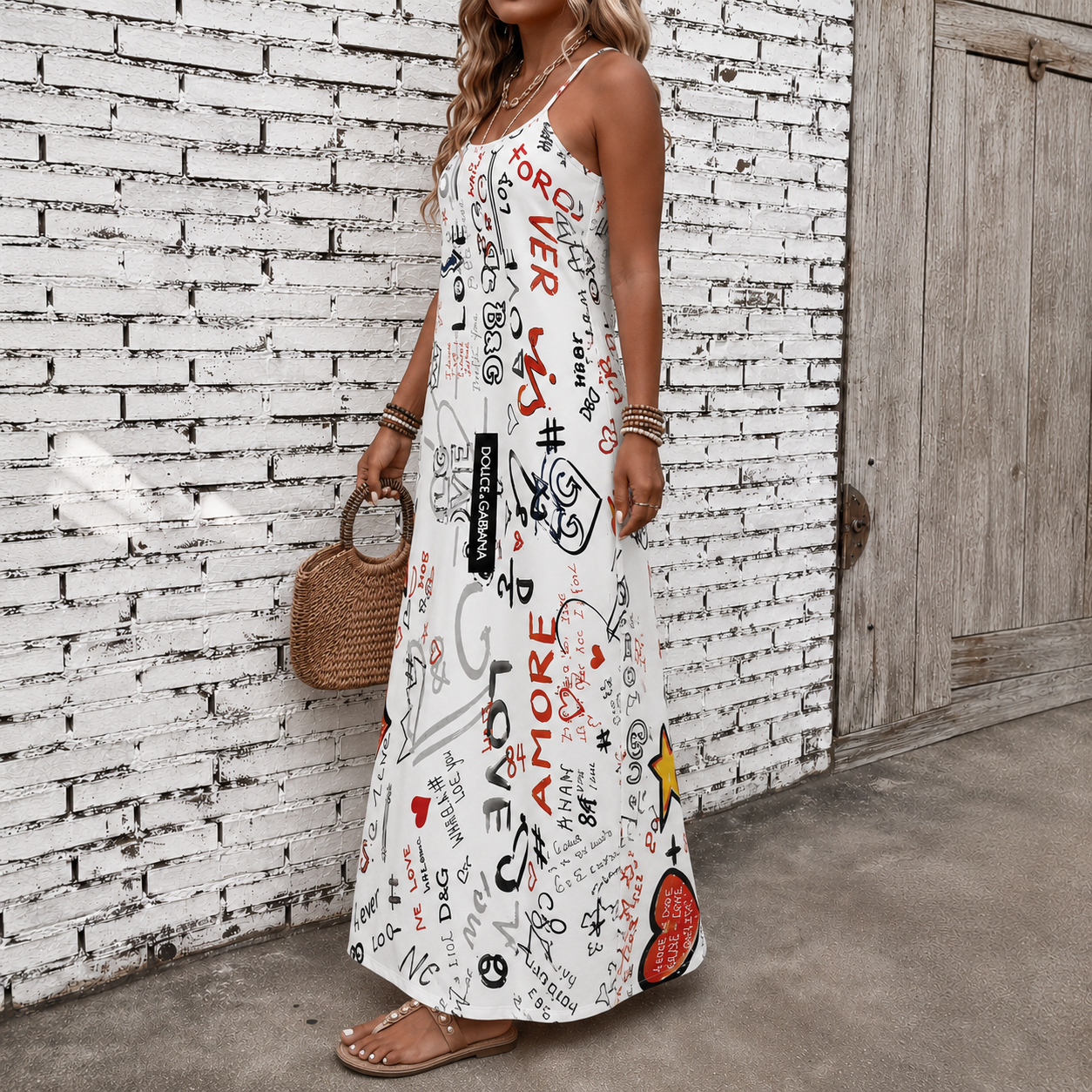 Classic Print V-Neck Pocket Cami Dress 3D1026070908