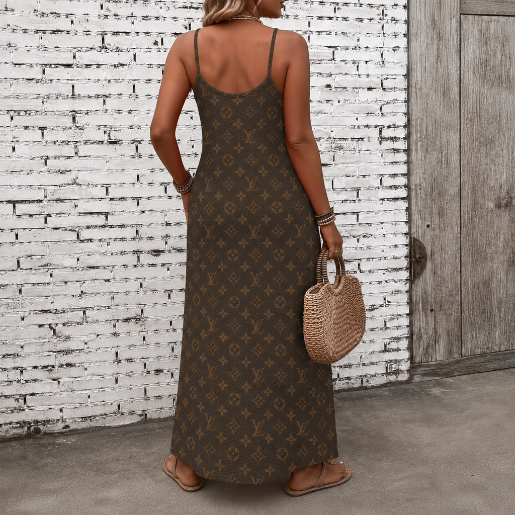 Classic Print V-Neck Pocket Cami Dress 3D1026070901