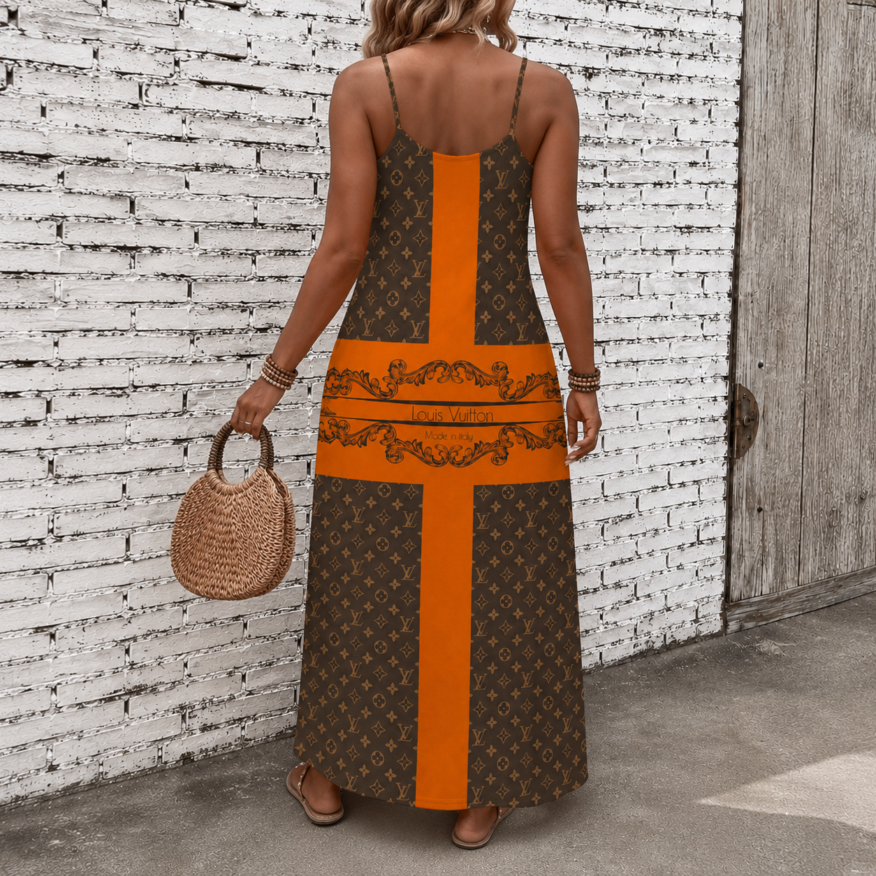 Classic Print V-Neck Pocket Cami Dress 3D1026070903