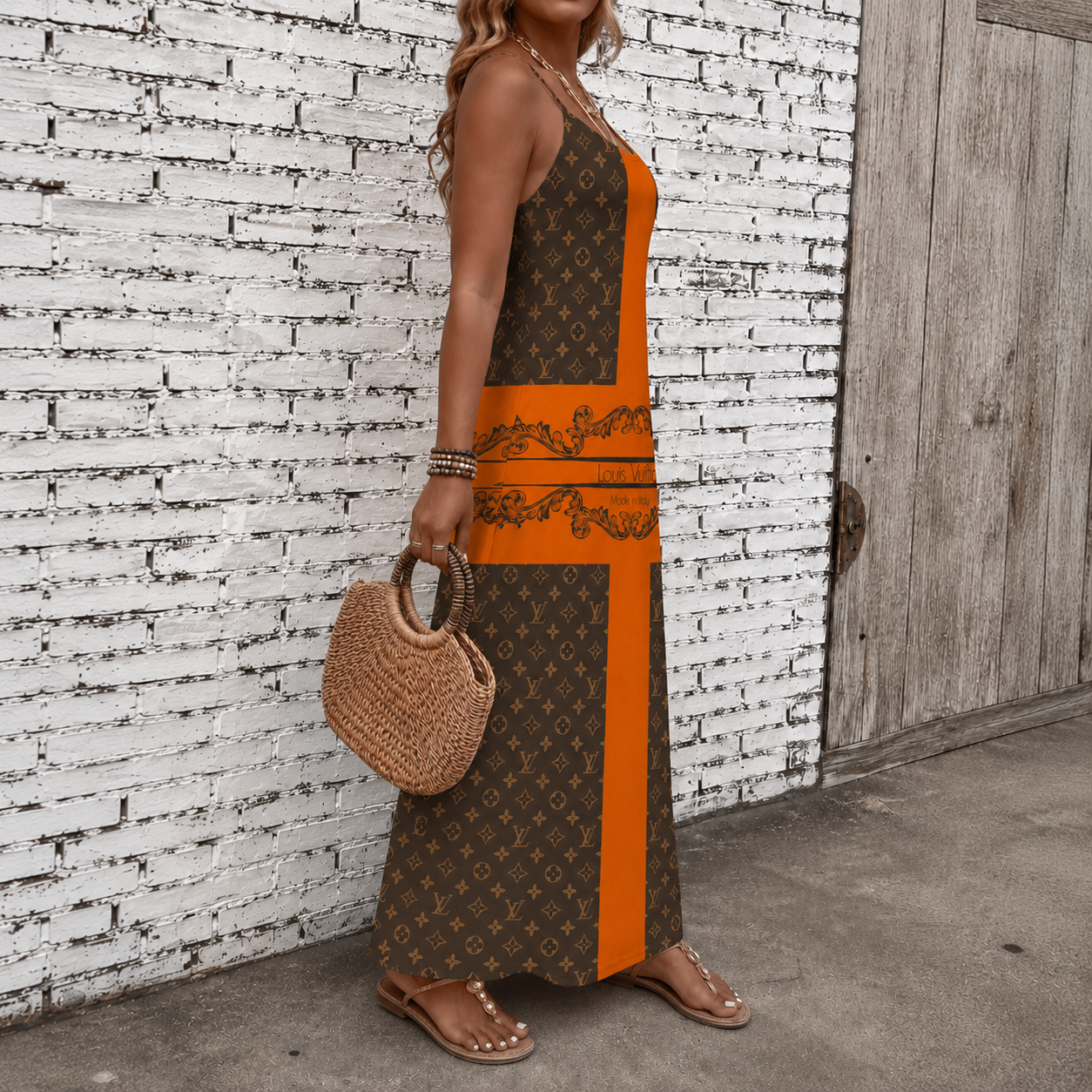 Classic Print V-Neck Pocket Cami Dress 3D1026070903