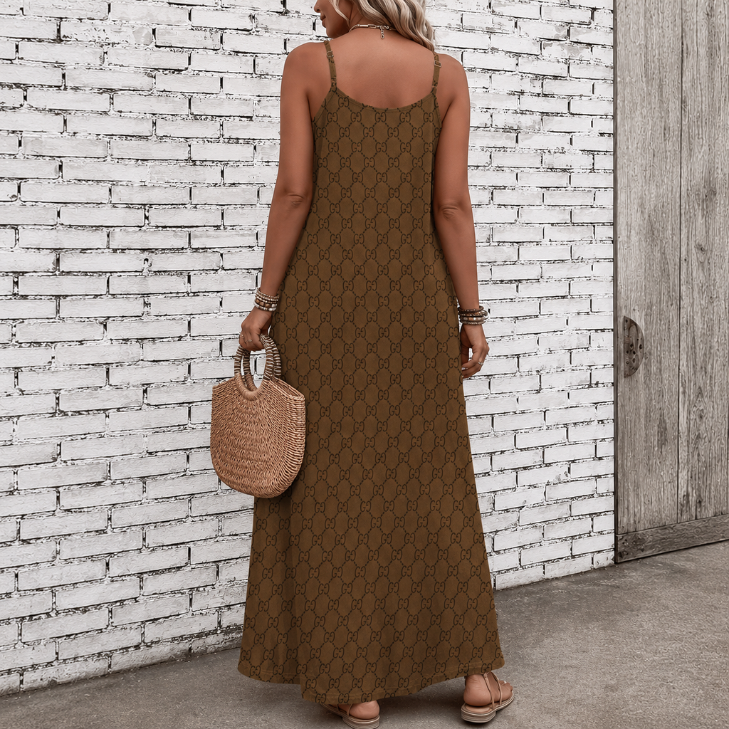 Classic Print V-Neck Pocket Cami Dress 3D1026070910