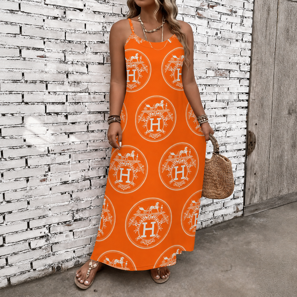 Classic Print V-Neck Pocket Cami Dress 3D1026070917