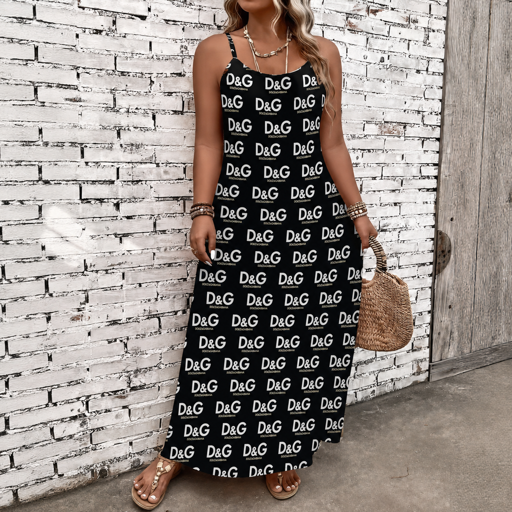 Classic Print V-Neck Pocket Cami Dress 3D1026070918