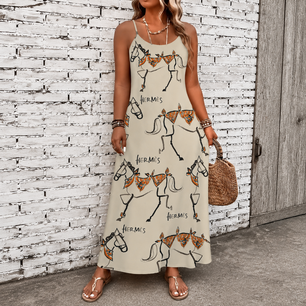 Classic Print V-Neck Pocket Cami Dress 3D1026070916