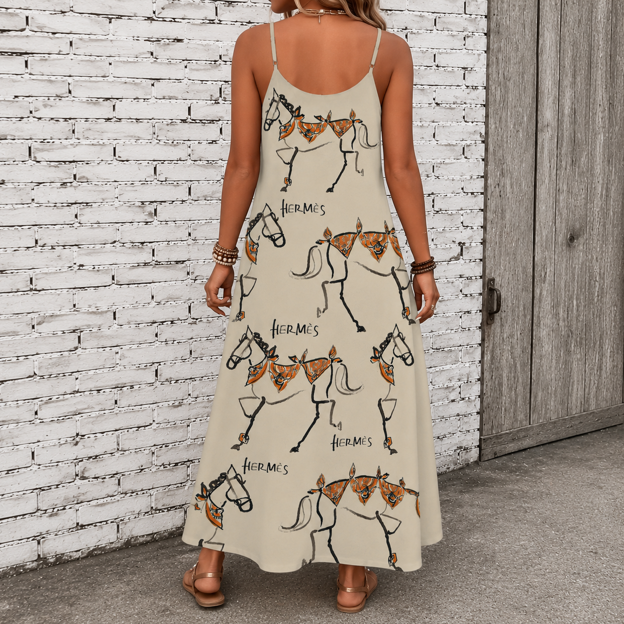 Classic Print V-Neck Pocket Cami Dress 3D1026070916