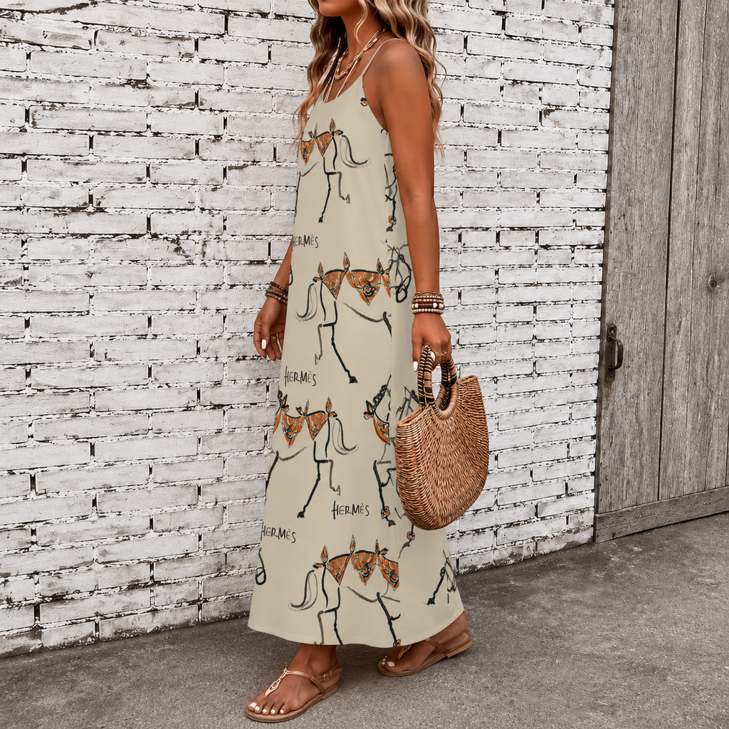 Classic Print V-Neck Pocket Cami Dress 3D1026070916
