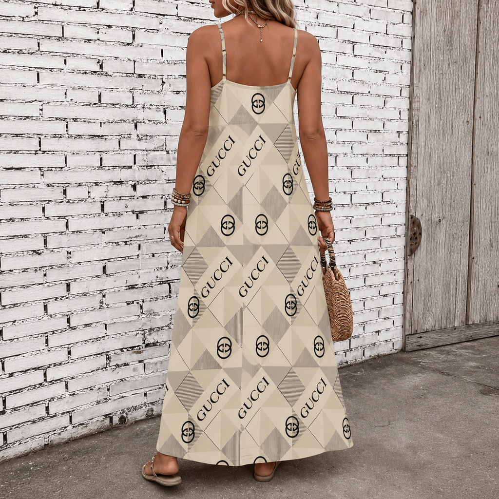 Classic Print V-Neck Pocket Cami Dress 3D1026070911