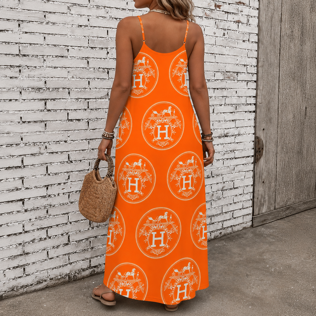 Classic Print V-Neck Pocket Cami Dress 3D1026070917