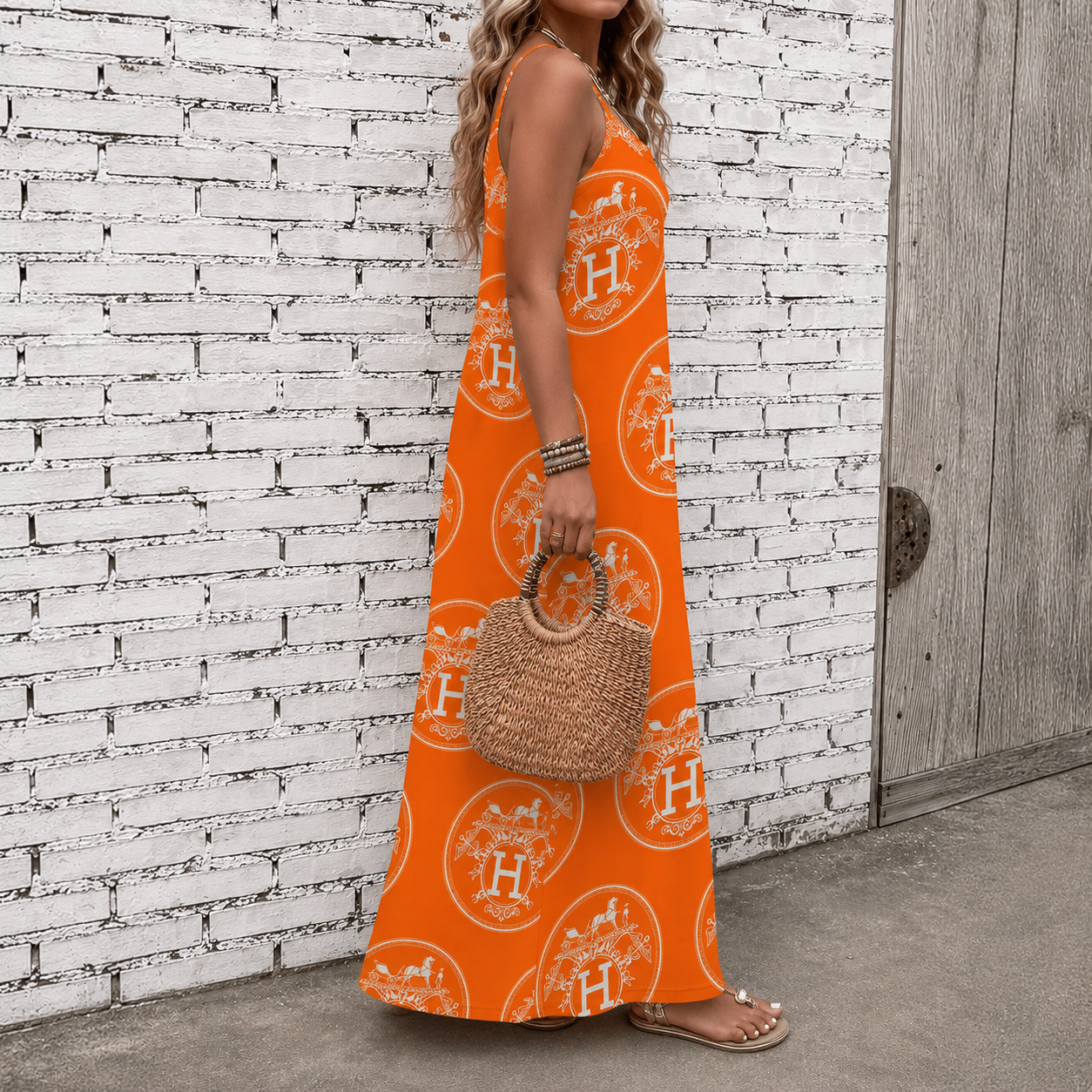 Classic Print V-Neck Pocket Cami Dress 3D1026070917