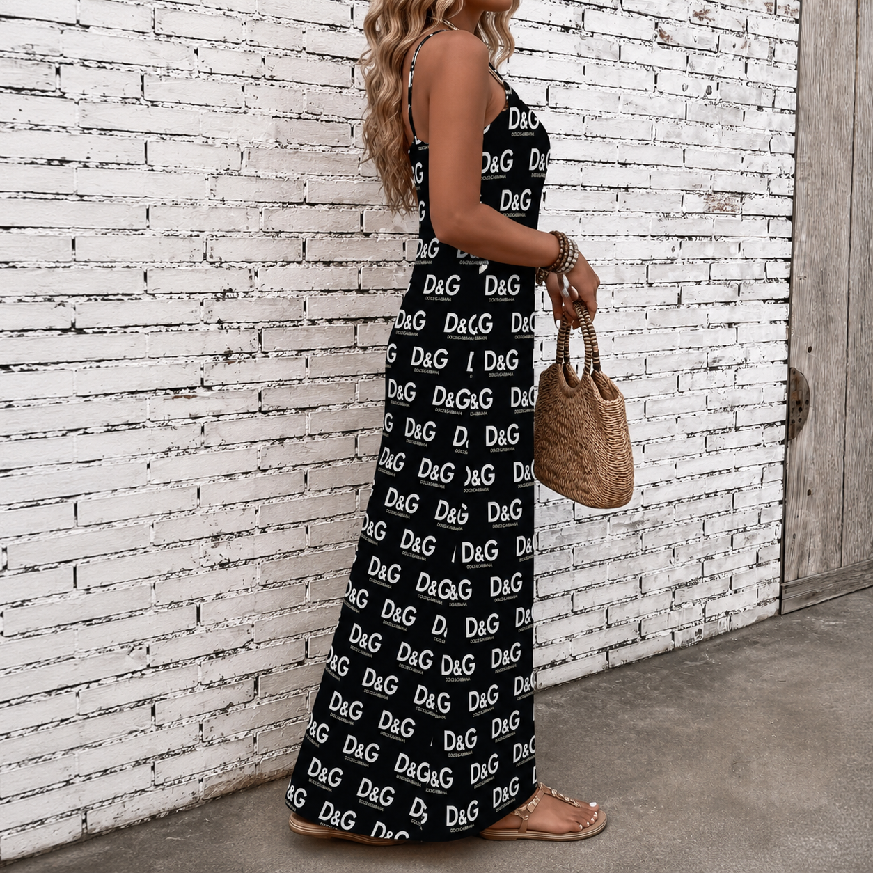 Classic Print V-Neck Pocket Cami Dress 3D1026070918
