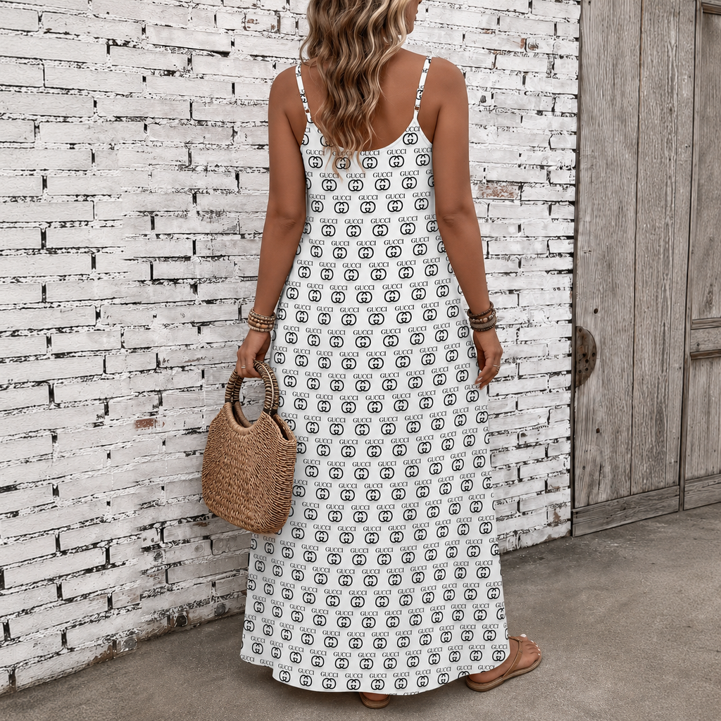Classic Print V-Neck Pocket Cami Dress 3D1026070912