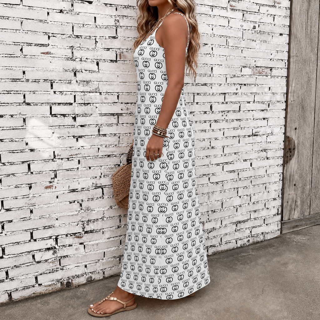 Classic Print V-Neck Pocket Cami Dress 3D1026070912
