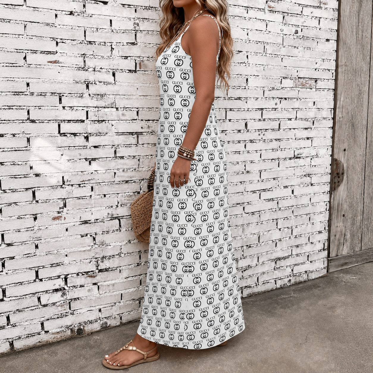 Classic Print V-Neck Pocket Cami Dress 3D1026070912