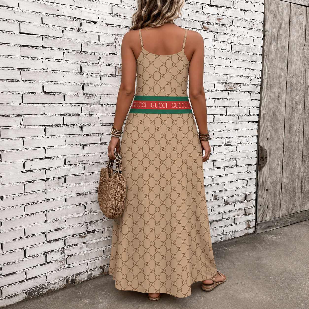 Classic Print V-Neck Pocket Cami Dress 3D1026070913