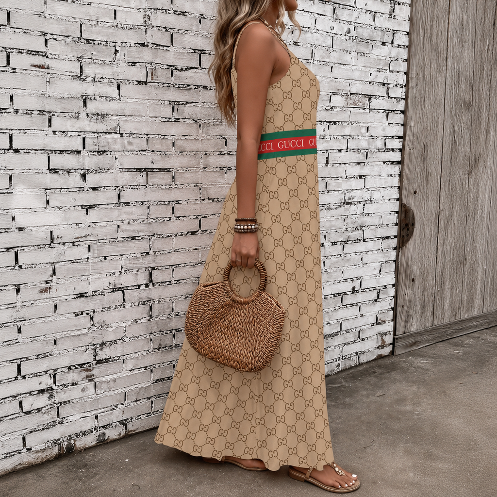 Classic Print V-Neck Pocket Cami Dress 3D1026070913