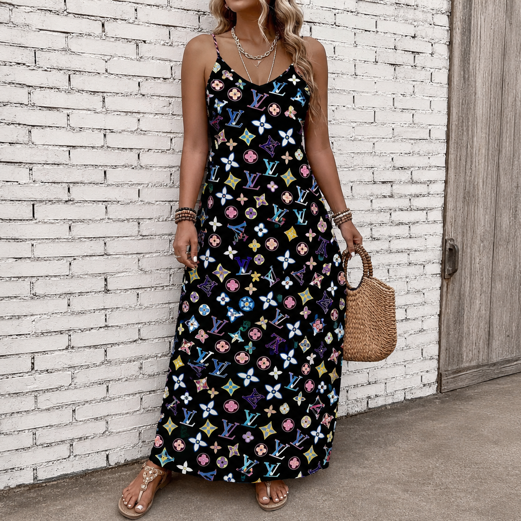 Classic Print V-Neck Pocket Cami Dress 3D1026070919