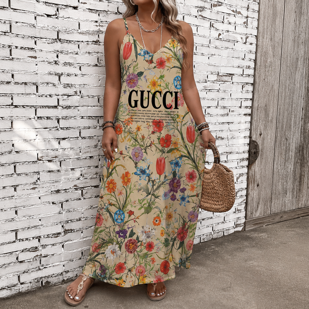 Classic Print V-Neck Pocket Cami Dress 3D1026070914