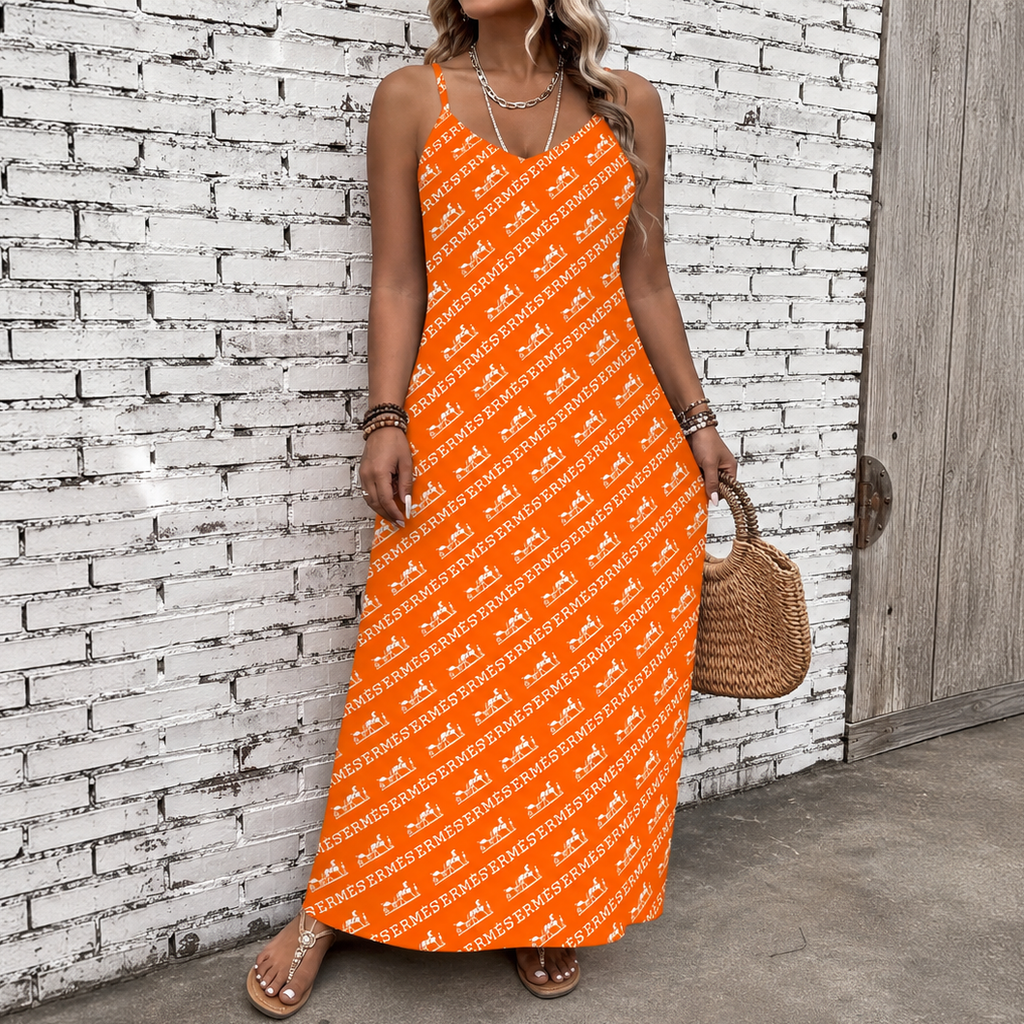 Classic Print V-Neck Pocket Cami Dress 3D1026070915