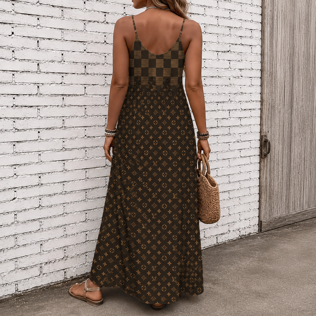 Classic Print V-Neck Pocket Cami Dress 3D1026070920