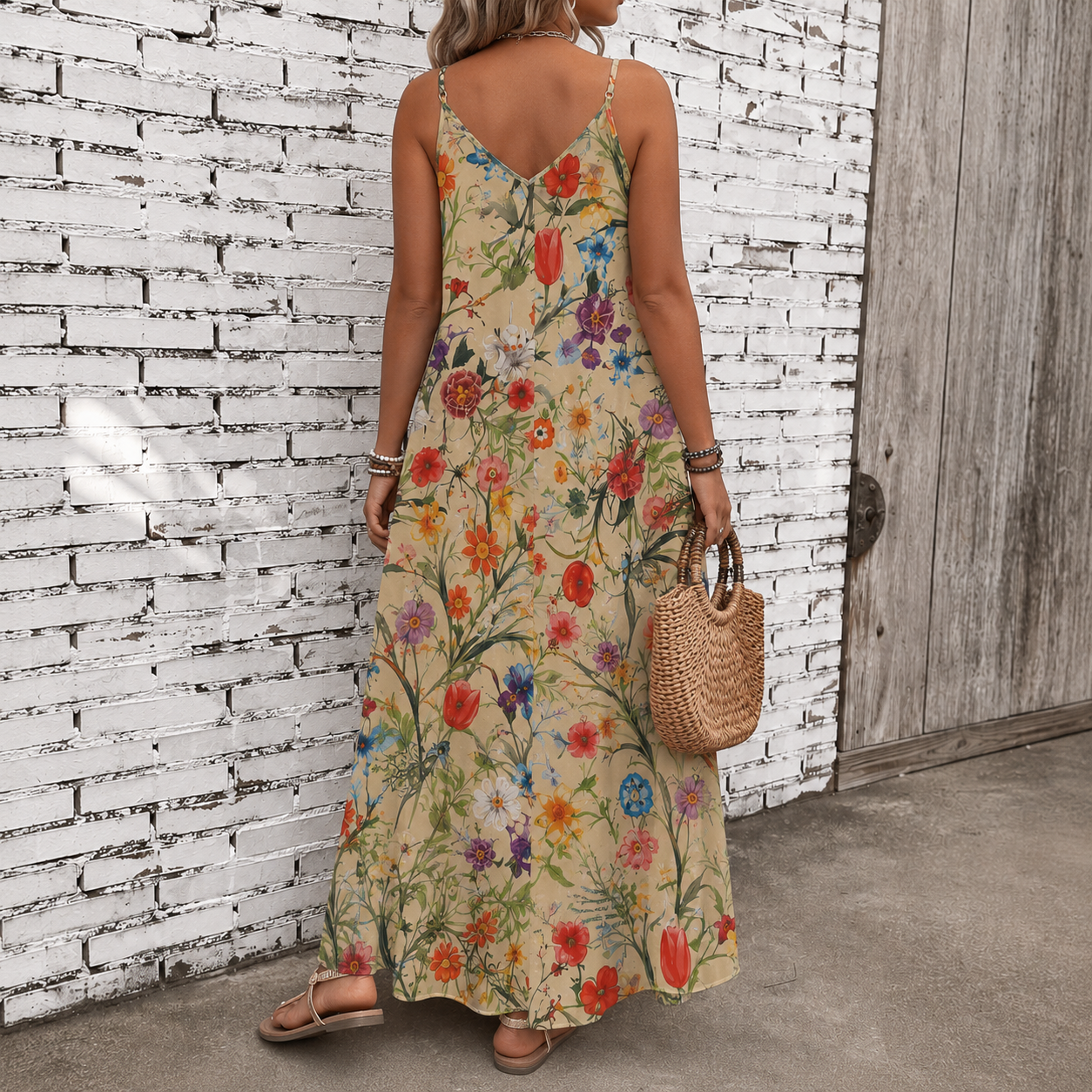 Classic Print V-Neck Pocket Cami Dress 3D1026070914