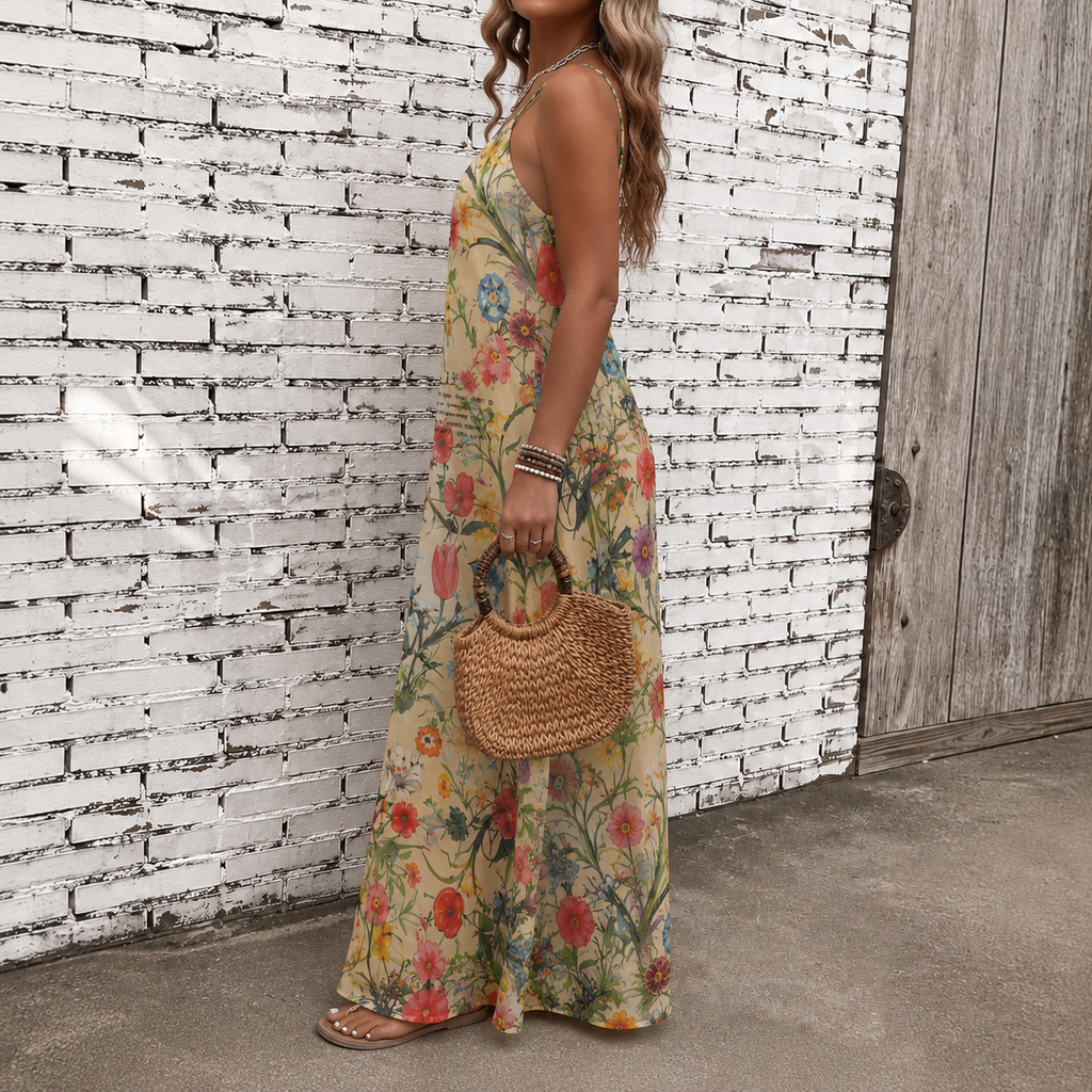 Classic Print V-Neck Pocket Cami Dress 3D1026070914