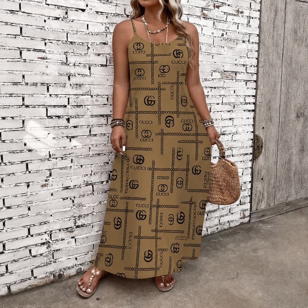 Classic Print V-Neck Pocket Cami Dress 3D1026070922