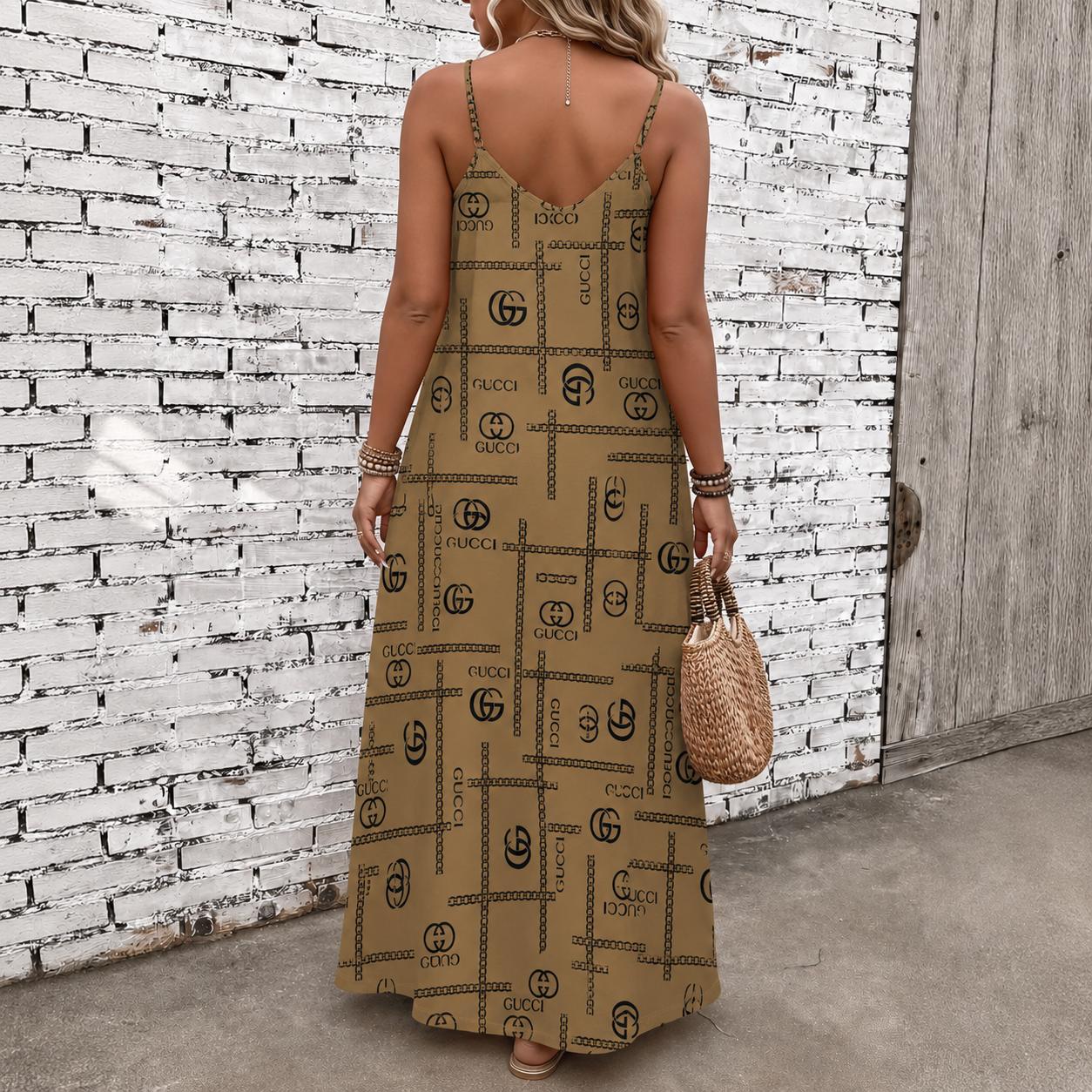 Classic Print V-Neck Pocket Cami Dress 3D1026070922
