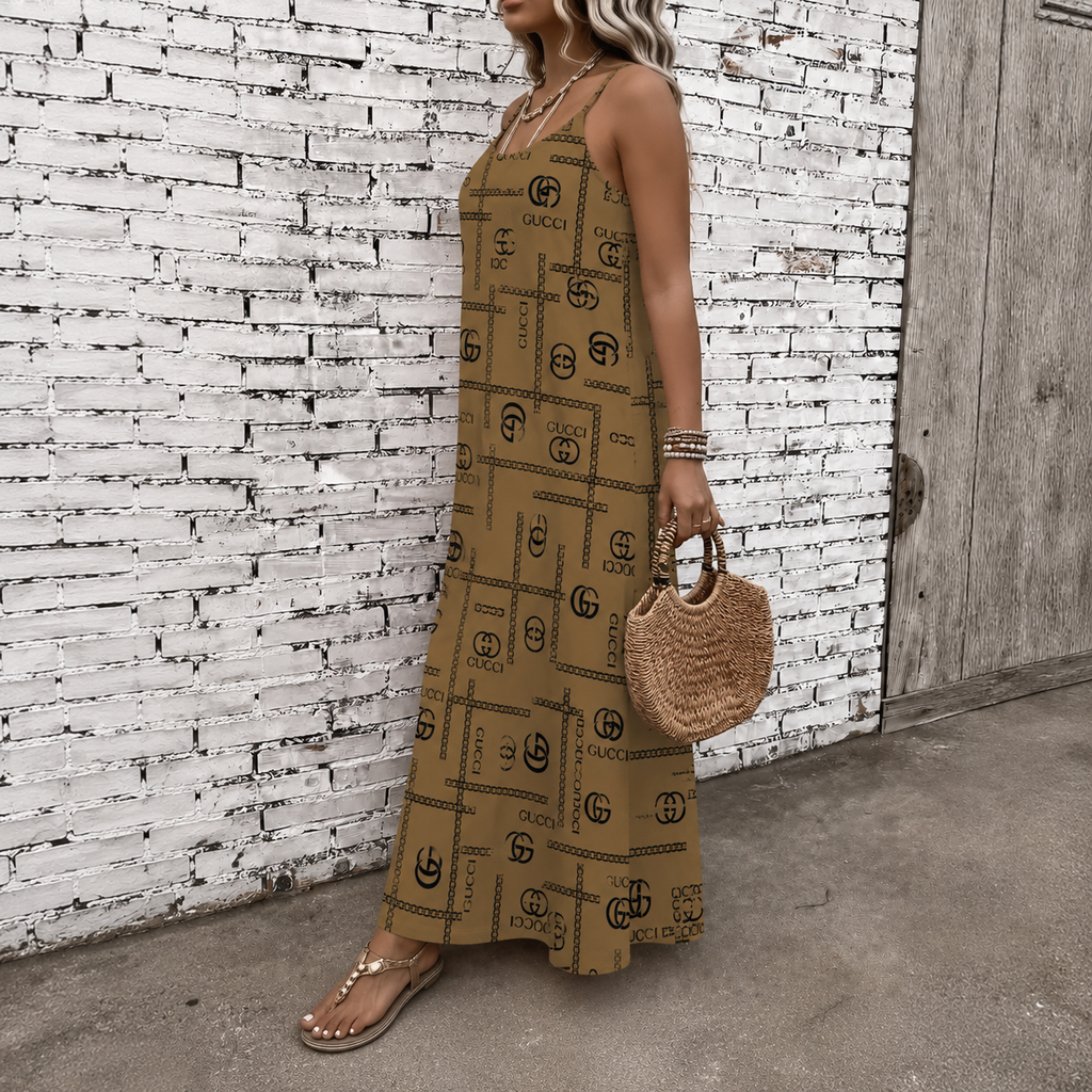 Classic Print V-Neck Pocket Cami Dress 3D1026070922