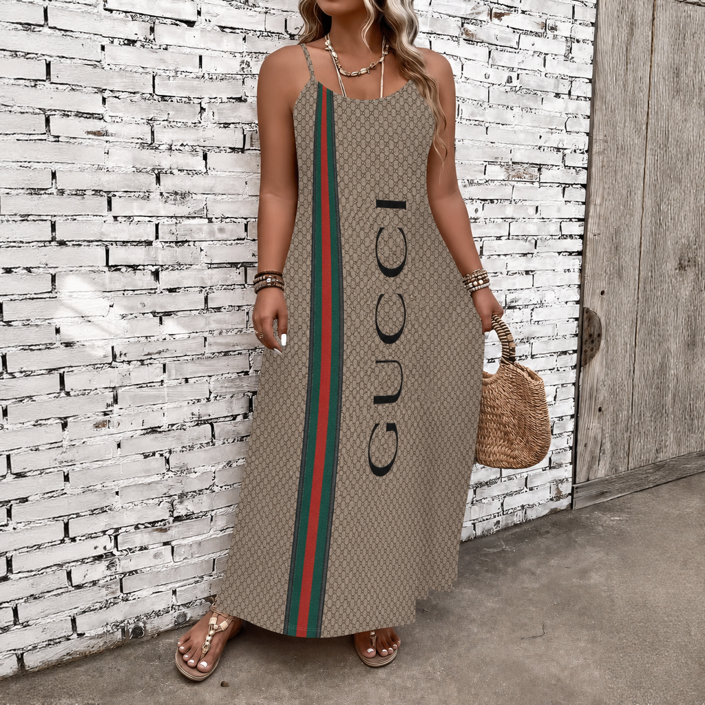 Classic Print V-Neck Pocket Cami Dress 3D1026070925