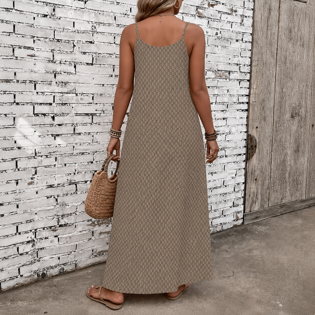 Classic Print V-Neck Pocket Cami Dress 3D1026070925