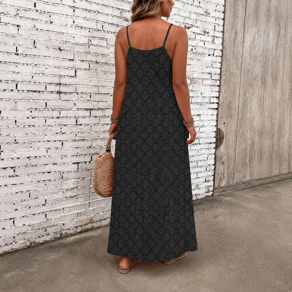 Classic Print V-Neck Pocket Cami Dress 3D1026070926