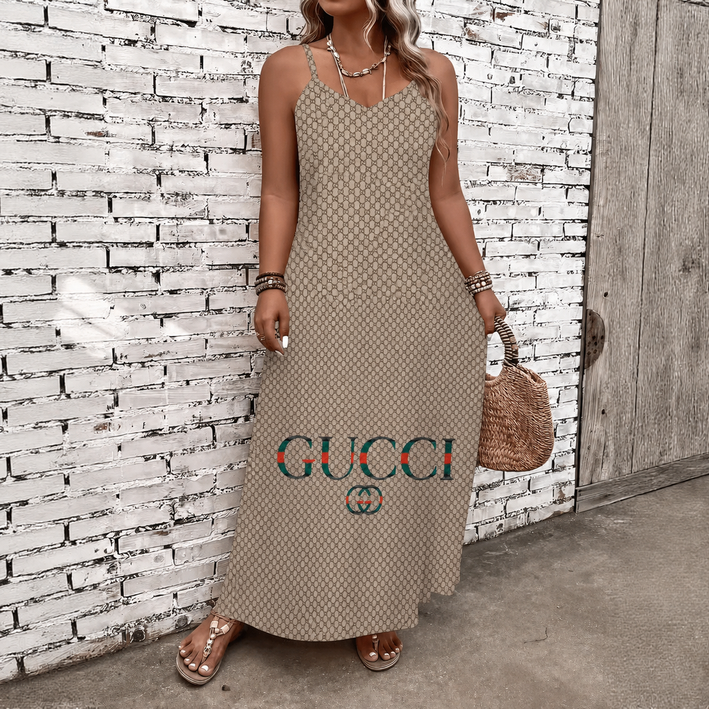 Classic Print V-Neck Pocket Cami Dress 3D1026070927