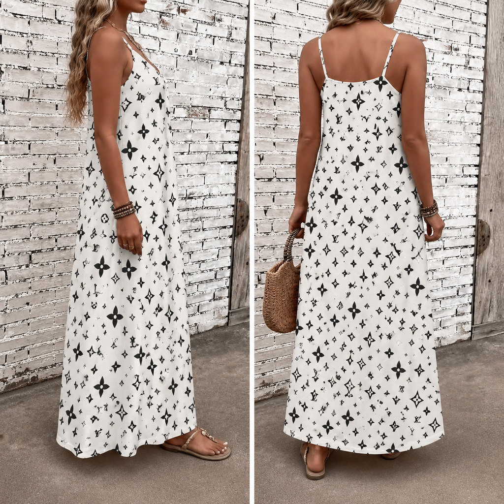 Classic Print V-Neck Pocket Cami Dress 3D1026070928