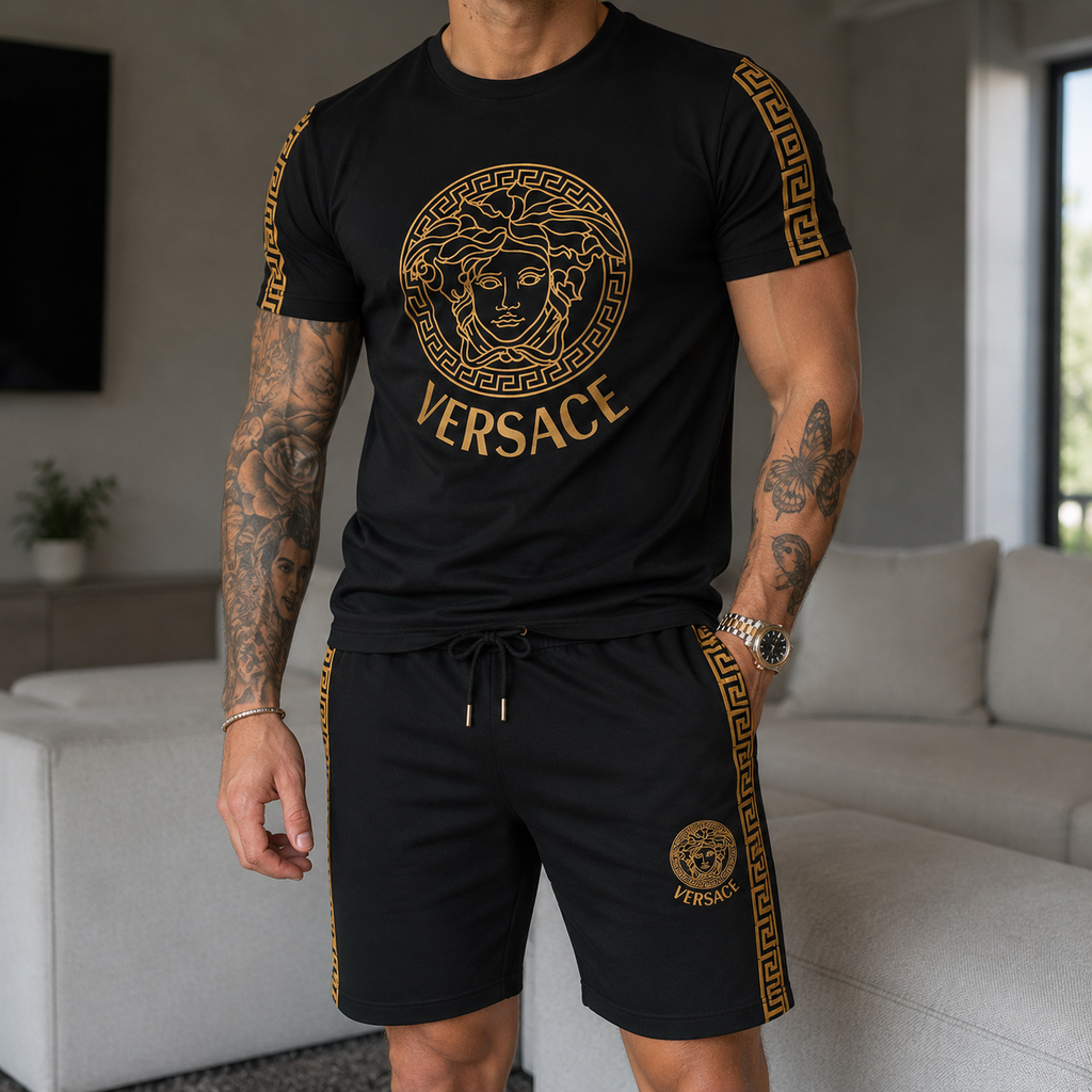 Men's Fashion Printed Short Sleeve Suit 3D1026070824