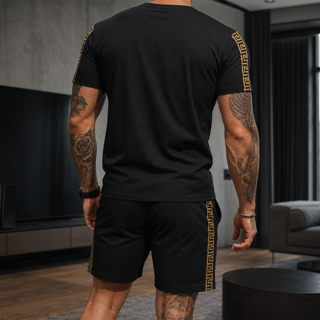 Men's Fashion Printed Short Sleeve Suit 3D1026070824