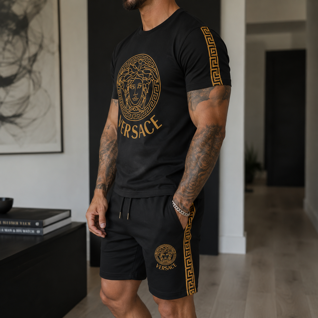 Men's Fashion Printed Short Sleeve Suit 3D1026070824