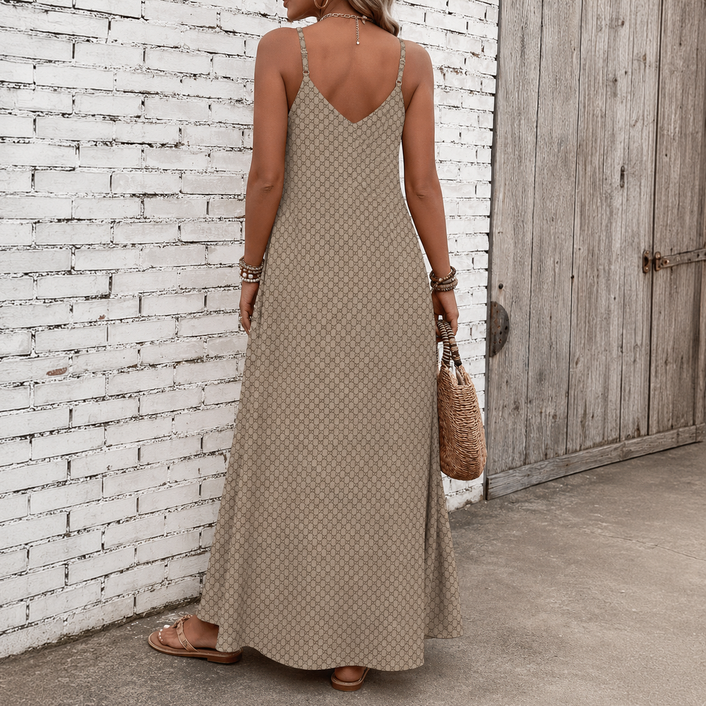Classic Print V-Neck Pocket Cami Dress 3D1026070927