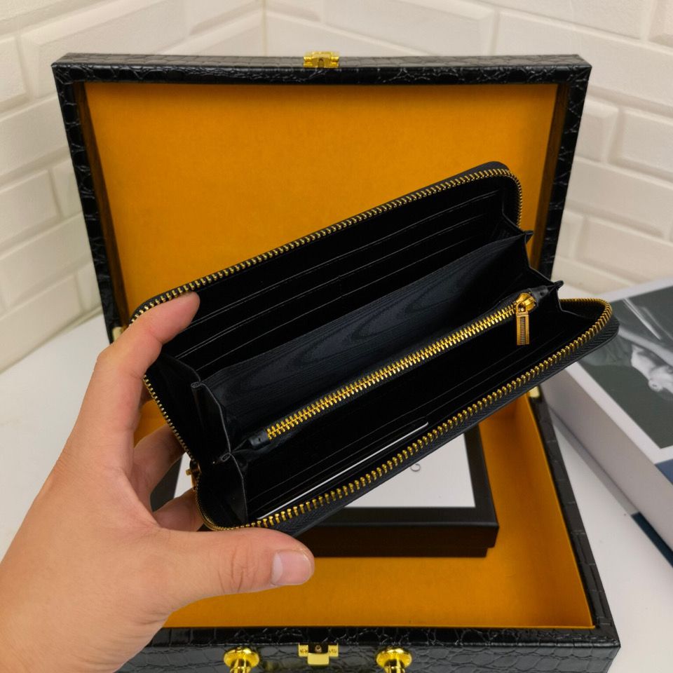 Men's New Wallet Men's Leather Long Wallet Zipper Bag
