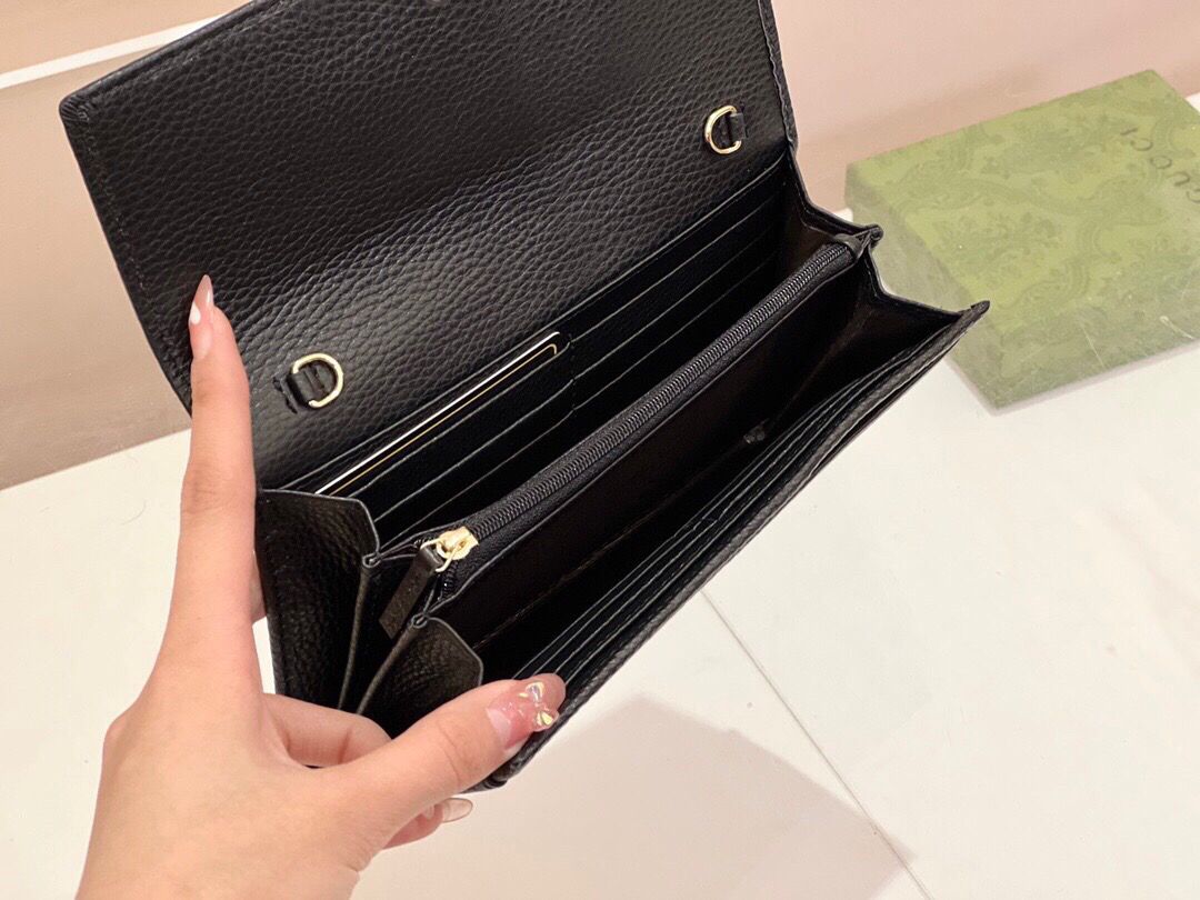 New Wallet Ladies New Wallet Ladies Leather Long Wallet Chain Bag