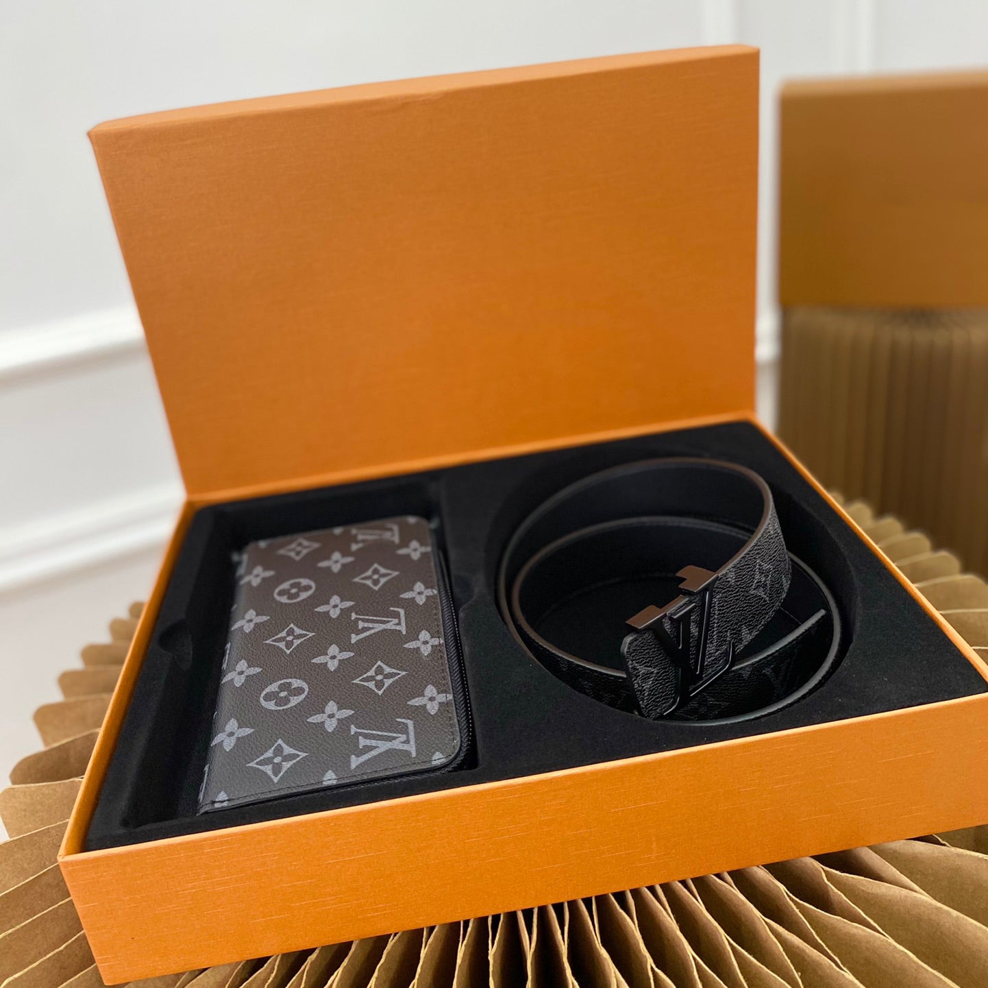 V high-end two-in-one gift box single pull wallet belt belt