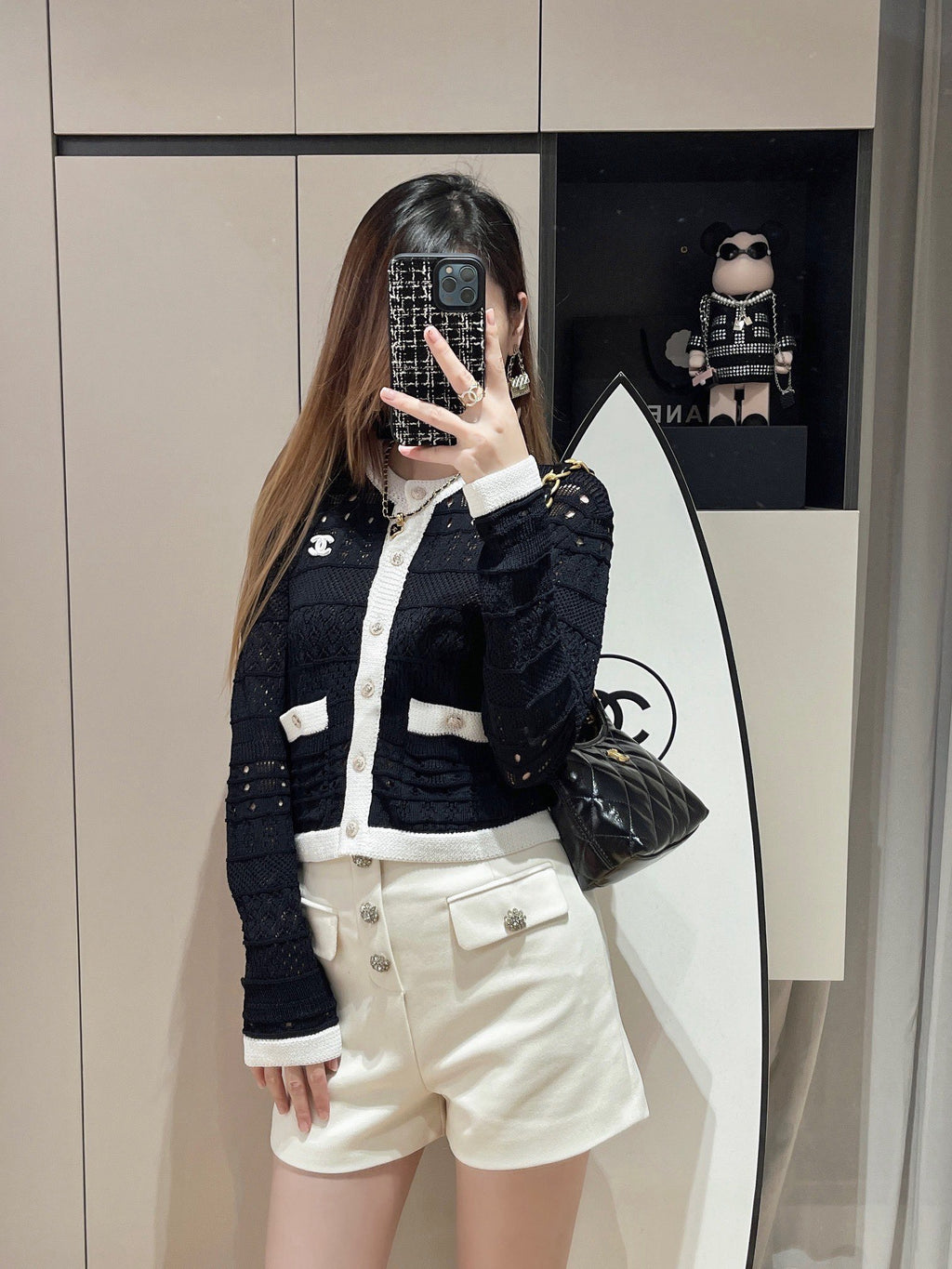 contrast color crew neck knitted long sleeve cardigan 0724080605