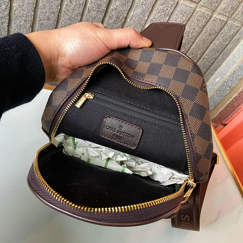 Luxury plaid vintage men's casual chest bag 1024071702