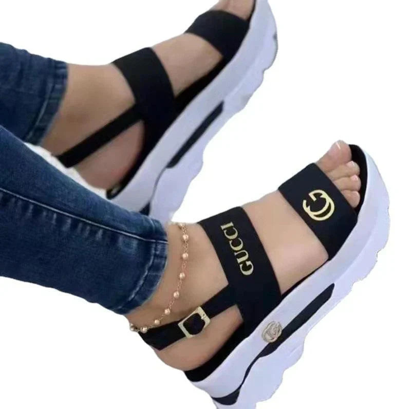 New Round Toe Fish Toe Platform Wedge Sandals 1024041829